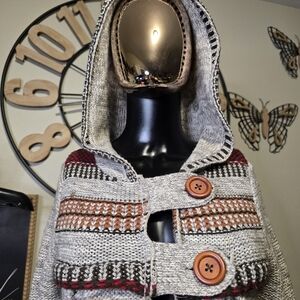 Cozy Knit Hoodie Cardigan | Button Front | Size Small | Cottagecore Vibes